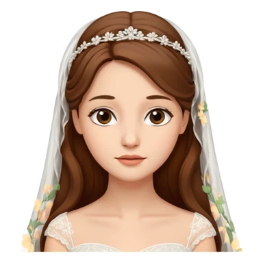 Blonde skin bride with a long veil with brown hair with a chin on her face sticker