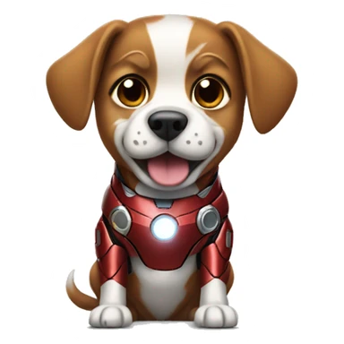 Dog wearing iron man suit sticker