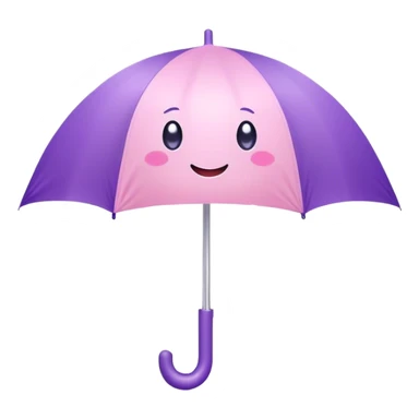 Cute Kawaii Umbrella, small and cute, soft pastel pink and purple, tiny rain droplets smiling down, a chubby round handle, big sparkling eyes full of joy! sticker