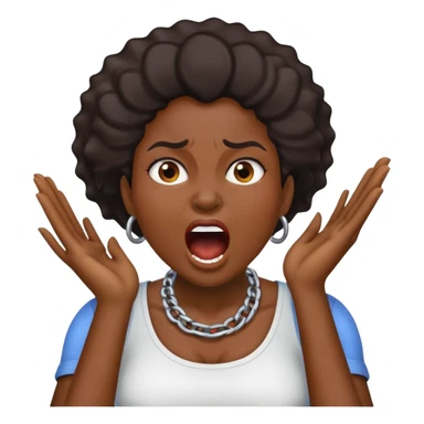 Black women with two hands on her neck yelling sticker