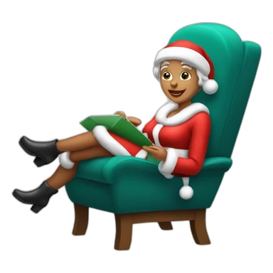 mrs santa claus sitting in chair sticker