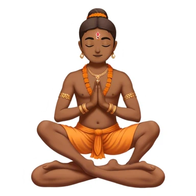 Hindu yogi standing on one feet with other feet on the knee of the other foot and standing in a sadhna position with hands in namaskar form sticker