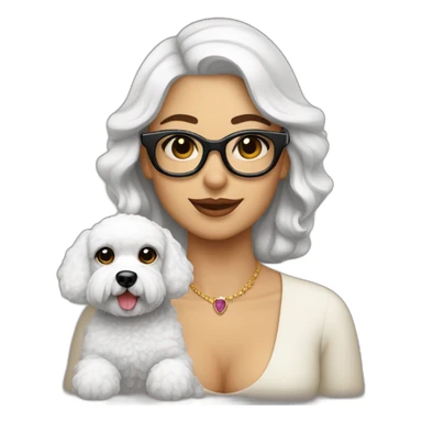 mujer gitana con gafas y perro bichon blanco sticker