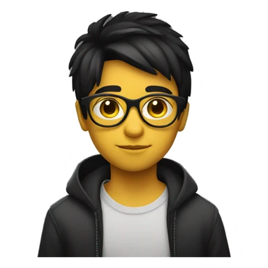 boy with yellow tinted glasses and black hair face turn left sticker