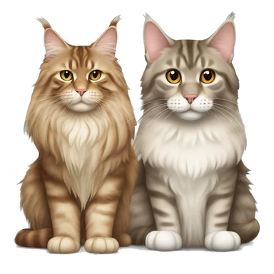 cream maine coon sitting next to brown tabby sticker