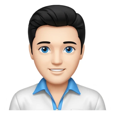 Elvis Presley blue eyes, black hair, white outfit sticker