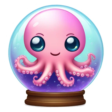 Kawaii colorful baby octopus in bubble globe sticker