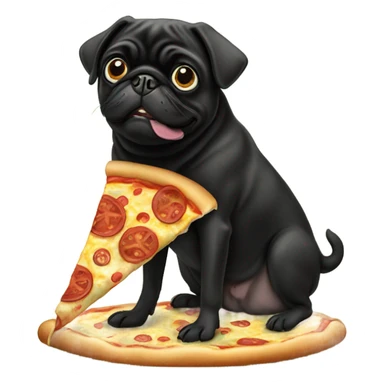 Black pug eating pizza sticker