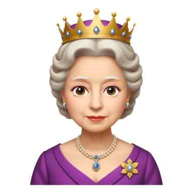 Queen Elizabeth II emoji, formal royal attire, neutral expression sticker