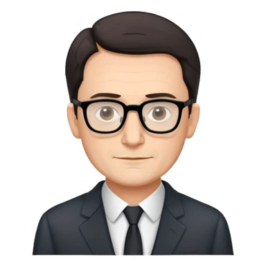 portrait of Hartmut Rosa, German philosopher, short dark hair, rectangular thin-frame glasses, clean-shaven, suit jacket, friendly expression sticker