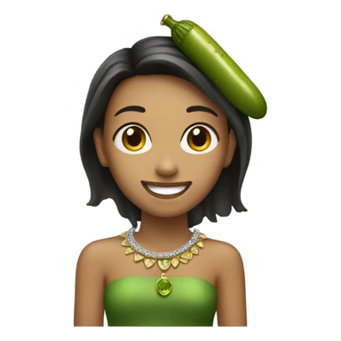 smiling girl with jewelry with a pickle  sticker