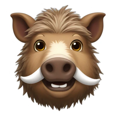 furries brown boar with white tusks sticker