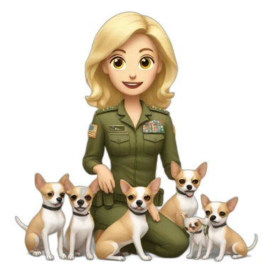 White lady with army of chihuahuas sticker