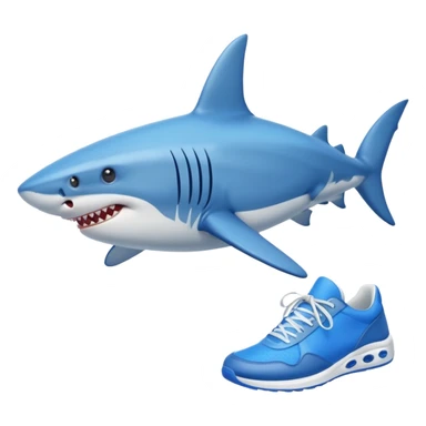 Un tiburón con tenis azules sticker