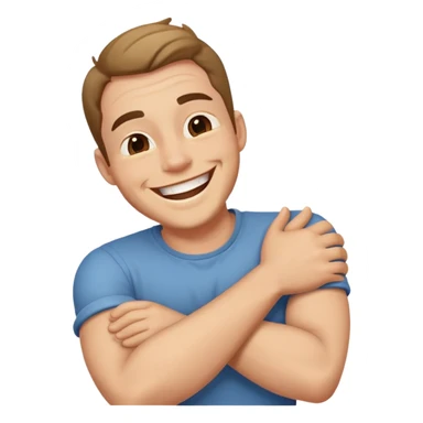 Arms crossed around neck laughing guy sticker