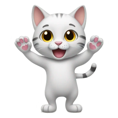 cat says bye and waves with paws sticker