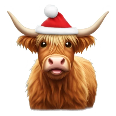 Highland cow with santa hat sticker