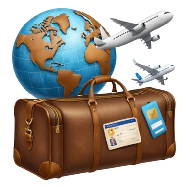 TRAVEL , travel bag , pass board, plane, glob sticker
