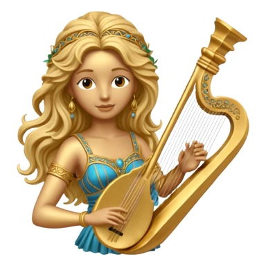 golden female musician statue sticker