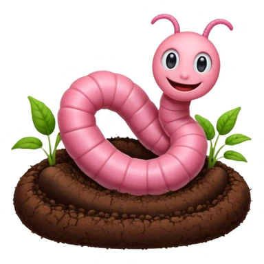 Pink worm smiling in soil sticker