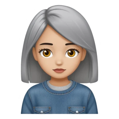 Niña colocha pelo negro ojos café suéter gris y baggy jeans sticker