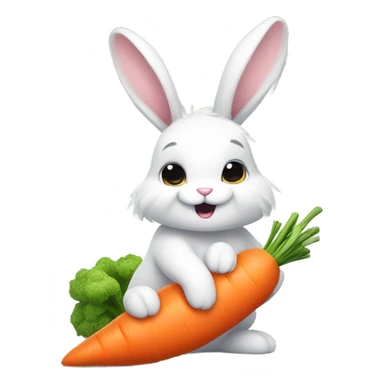 bunny eating a very large carrot  sticker