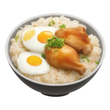 chicken thigh rice bowl with two eggs sticker