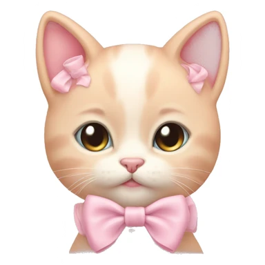 Pastel pink kitten with bow sticker