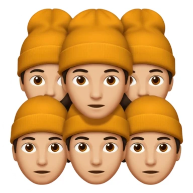 a person with multiple heads like a hydra, wearing beanies sticker