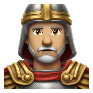 Anxious Roman General: A general in full armor and a cape, sweating with a tense, worried expression, as if concerned about the outcome of a battle or meeting. sticker