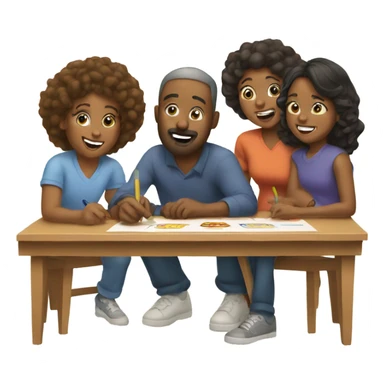 Family playing Pictionary  sticker