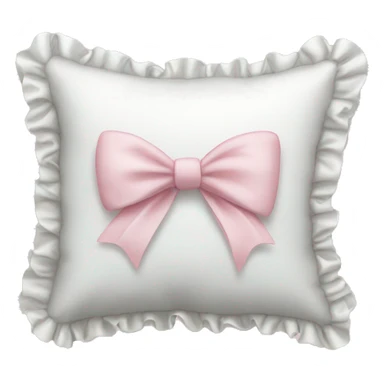 White pillow with ruffles and light pink bow in middle sticker