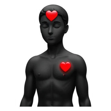 “Minimalist black-and-white male silhouette with flowing curves, overlaid with a small glowing red heart above the head — symbolizing attraction, inspiration, and transformation through the qualities admired in others.” sticker