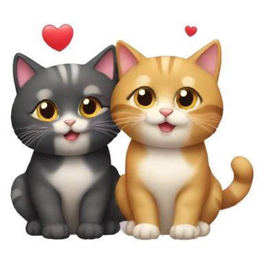 Deux chats qui font  cœur avec leur queu sticker