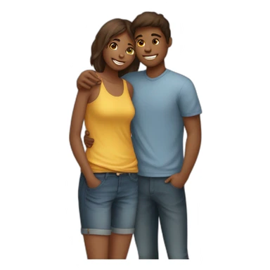 Deux adolescents amoureux qui s'embrassent sticker