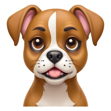 Cinematic Comical Fawn Boxer dog Portrait Emoji, Head tilted dramatically with an exaggeratedly shocked or offended expression, featuring a sleek fawn Fur with a distinctive white muzzle, wide, expressive brown eyes filled with exaggerated disbelief, Simplified yet hilariously expressive features, highly detailed, glowing with a slightly sassy glow, high shine, dramatic yet playful, stylized with an air of attitude, bright and endearing, soft glowing outline, capturing the essence of a sassy and over-the-top guardian, so meme-worthy it feels like it could side-eye its way into internet fame instantly! sticker