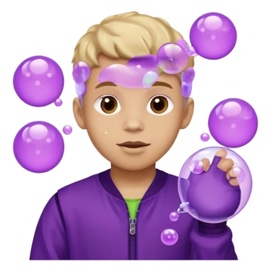 Kids in Fruit Clothes 
A boy in a grape outfit with round purple bubbles. 




































 sticker