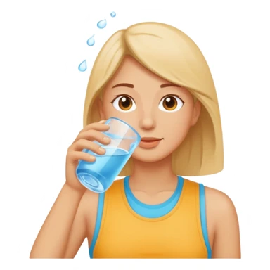 Emoji of a person drinking water, healthy and refreshing feeling, simple flat emoji style, bright colors, clean lines, no text, transparent background. sticker