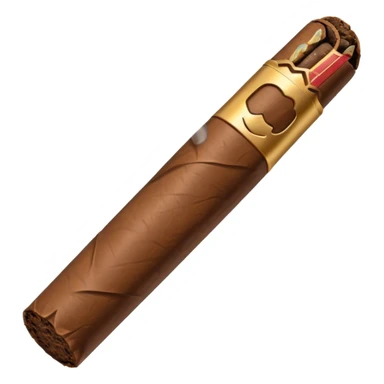 Emoji-style cigar icon, dark brown wrapper, subtle smoke, minimalistic, clean silhouette, metal details, no gold details sticker