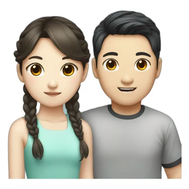 Korean boy with Korean girl who has two side pony tails sticker