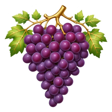 crowned grape cluster with gold accents, deep rich colors, luxury Grand Cru wine symbol, emoji style sticker
