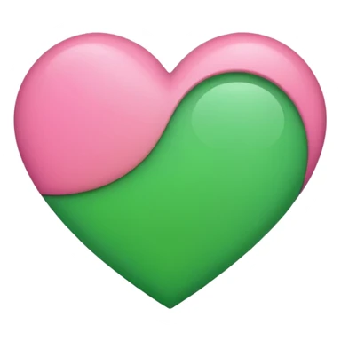 Half pink and half green heart sticker