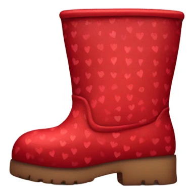 A red boot with hearts on the side sticker