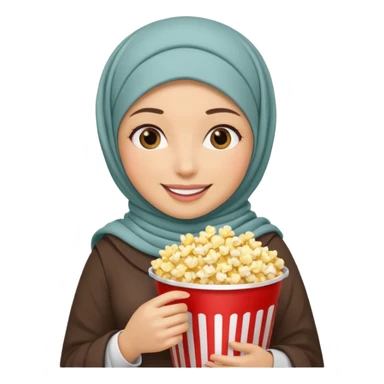a hijab holding a bucket of popcorn sticker