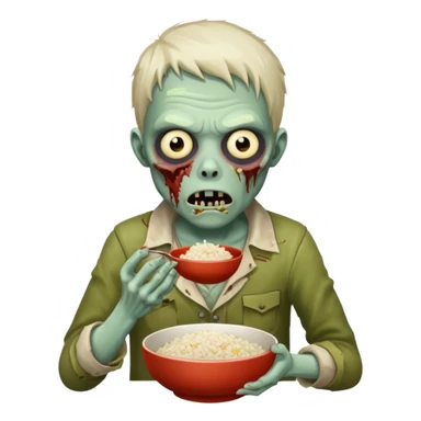 Zombie eating rice  sticker