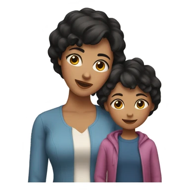 Mom with short black hair and daughter with long brown hair sticker