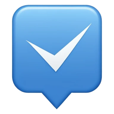 Make Make a symbol with a tilted blue colored square with a tick mark inside it in the middle. Make the edge of the square sharp. Make it normal tilt square and normal tick in the middle sticker