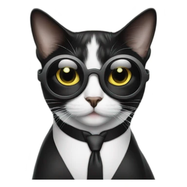 tuxedo cat wearing goggles sticker