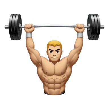 Powerlifting emblem featuring a stylized barbell with heavy weights on each side, flanked by muscular arms gripping the bar. The design is bold and dynamic, symbolizing strength and determination. The background is minimal, focusing on the emblem itself, with a sleek and professional look.  sticker