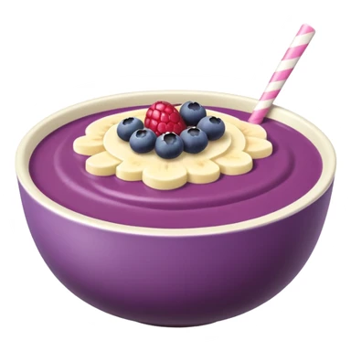 White ceramic bowl with açai smoothie, berries on top, pastel tones sticker